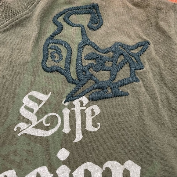 EDWARD DADA Men’s Green Embroidered long Sleeve Graphic Tee T-Shirt Small - Picture 11 of 12